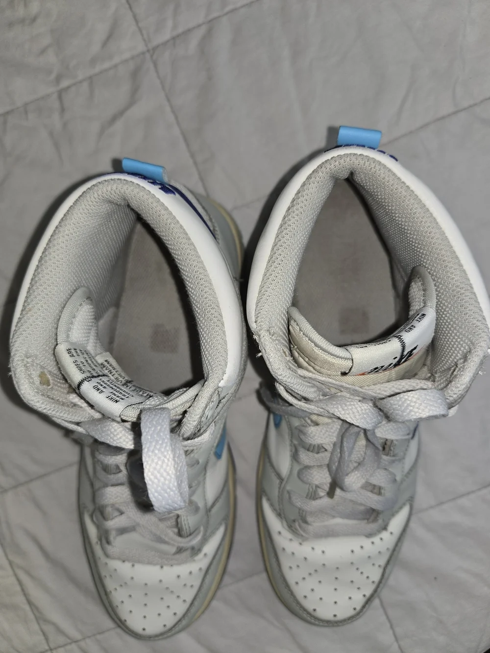 Nike Dunk High Retro Big Boys Shoes Sneakers Size 7Y Grey/white/blue